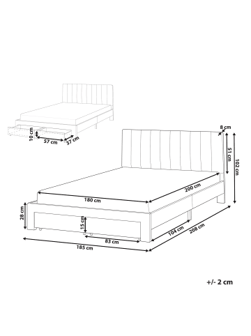 Beliani 2-tlg Doppelbett LONZAC in Beige