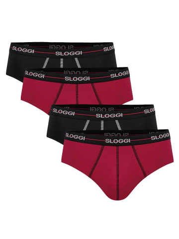 Sloggi Slip 4er Pack in Schwarz/Rot