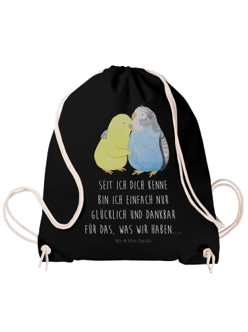 Mr. & Mrs. Panda Stofftasche Wellensittich Liebe mit Spruch in Schwarz