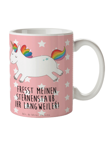 Mr. & Mrs. Panda Kaffeebecher Einhorn Happy mit Spruch in Rot Pastell