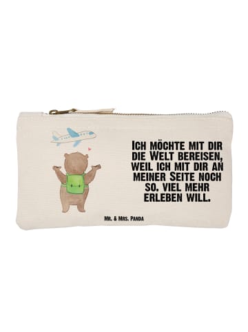 Mr. & Mrs. Panda Schminktasche Bär Flugzeug mit Spruch in Weiß