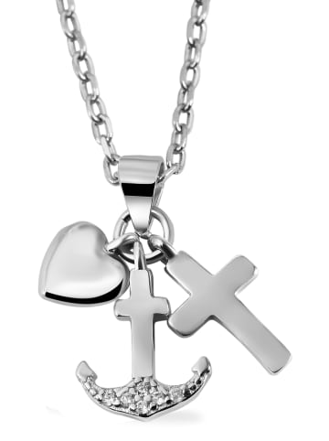 Adeliás Damen Anhänger Glaube Liebe Hoffnung aus 925 Silber mit Zirkonia in silber