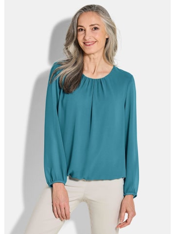 GOLDNER Jerseybluse mit Falten-Details in petrol