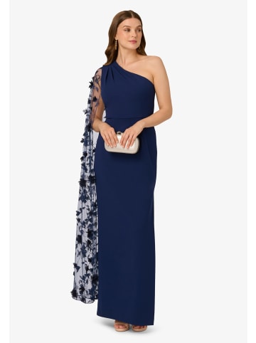 Adrianna Papell Abendkleid Crepe One Shoulder Dress in Navy Sateen