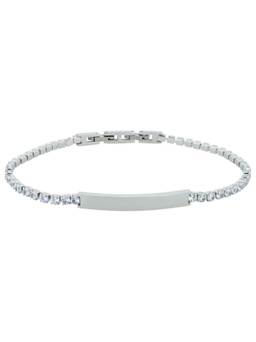 Adeliás Damen Armband aus Edelstahl mit Strass Steinchen 21,5 cm in silber