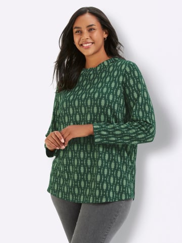 sheego Jacquard-Shirt in moos-eucalyptus-gemustert
