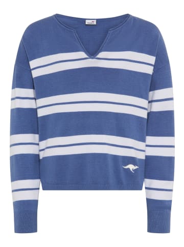 Kangaroos Strickpullover in blau geringelt