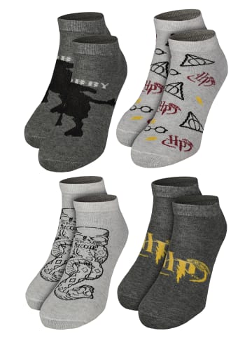 Harry Potter 4er Pack Harry Potter Hogwarts Socken Sneaker Strümpfe in grau