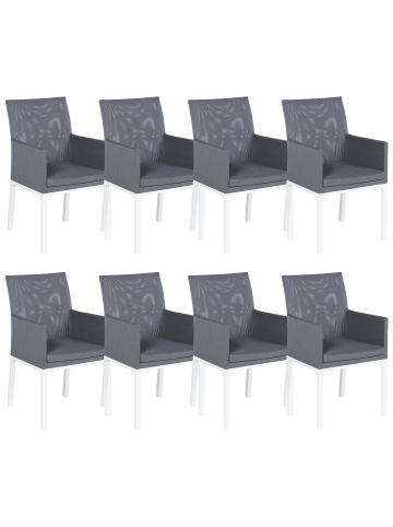 Beliani 8er-Set Gartenstuhl BACOLI in Grau/Weiß