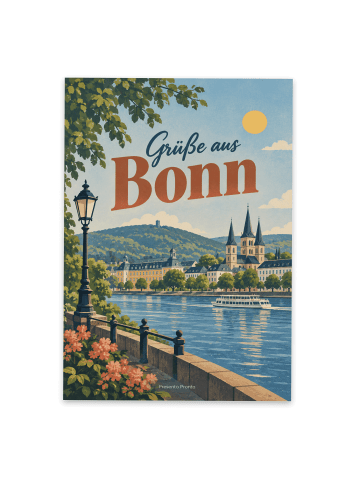 Ansichtskarte Rhein elegant Design mit Spruch in Weiß