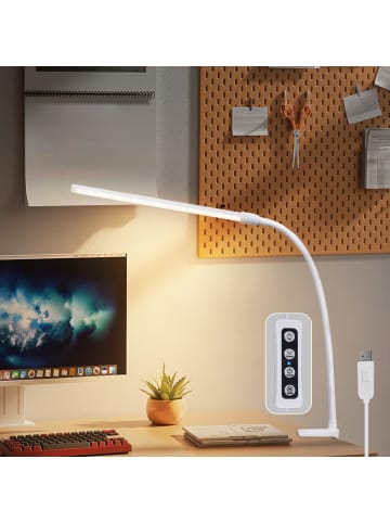 ZMH Tischleuchte LED in weiß Flexibel Klemmleuchte 3000-6500K dimmbar 5W