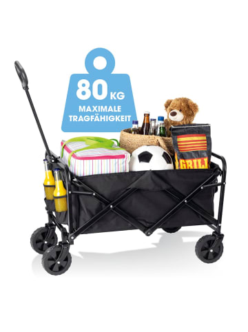 EASYmaxx Bollerwagen faltbar schwarz mit kleinen Rädern Schwarz