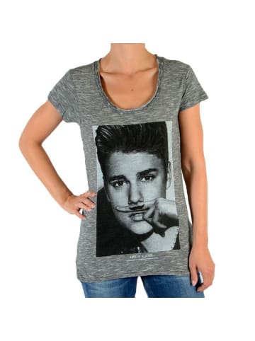 Eleven Paris Bieber-T-Shirt mit Justin Bieber-Aufdruck, Baumwolle, Vintage-Look Grau