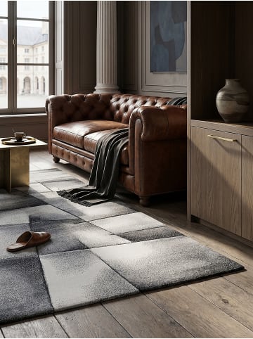 KADIMA DESIGN Teppich Kurzflor Patchwork pflegeleicht Wohnzimmer Schlafzimmer in Anthrazit