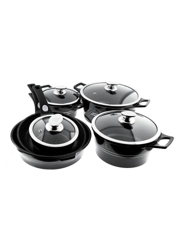 Cheffinger Kochgeschirr Set 14 tlg Topfset Induktion Kochtopfset Aluminium in Schwarz