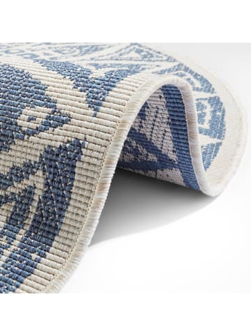 Teppich Boss Indoor Outdoor Wendeteppich Lilja in Blau Creme