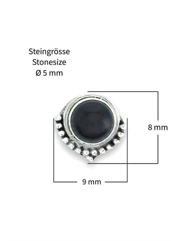 mantraroma 925er Silber - Ohrstecker (L) 9 x (B) 8 mm mit Onyx