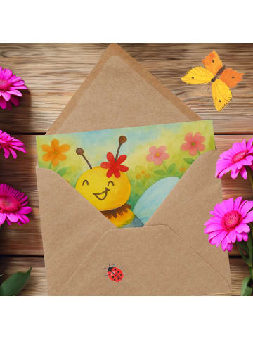 Mr. & Mrs. Panda Deluxe Karte Biene Blume Design ohne Spruch in Weiß