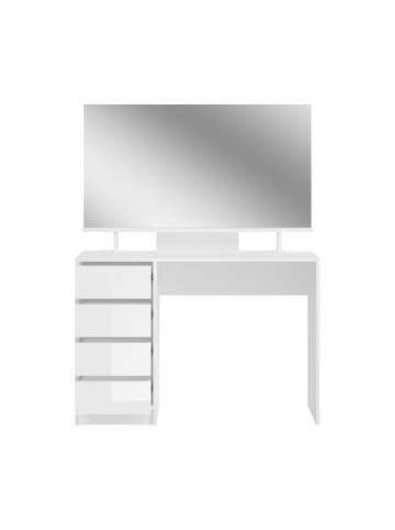 xonox.home Schminktisch mit Spiegel in weiß/weiß hochglanz - (B) 110 x (H) 145 x (T) 48