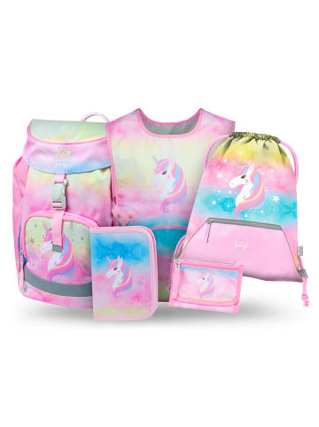 BAAGL 5-tlg. Set: Schulrucksack Airy in Weiß Rainbow Unicorn