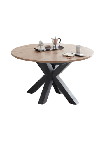 58 aufm Kessel ESSTISCH Rund ausziehbar Edda 8 130 x 130 x 78 Küchentisch Graphit/Asteiche