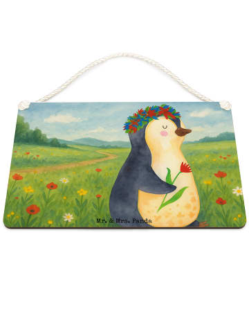 Mr. & Mrs. Panda Schild Pinguin Blumen Design ohne Spruch in Weiß