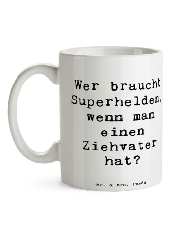 Mr. & Mrs. Panda Kakaotasse Spruch Ziehvater Held mit Spruch in Weiß