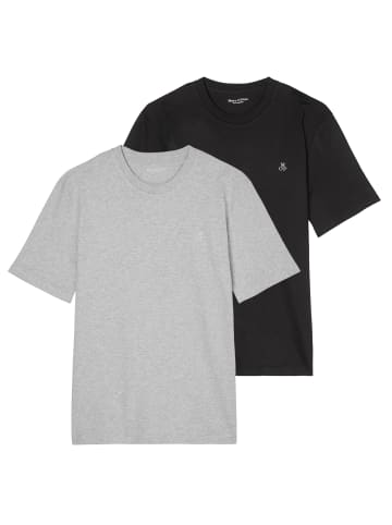 Marc O'Polo T-Shirt 2er Pack in Schwarz/Grau Melange