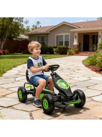 HOMCOM Gokart Tretauto Grün+Schwarz