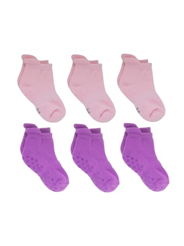 Yalion 6 Paar / 12 Paar rutschfeste Socken, Wildlederoptik, rosa/lila