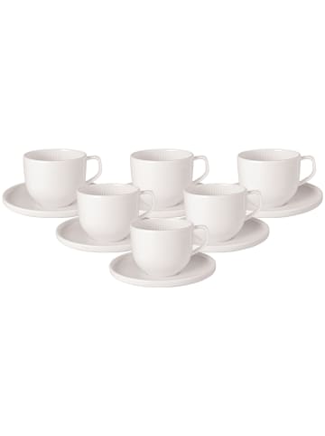 Villeroy & Boch 6er Set Kaffeetassen mit Untertassen Afina 150 ml in weiß