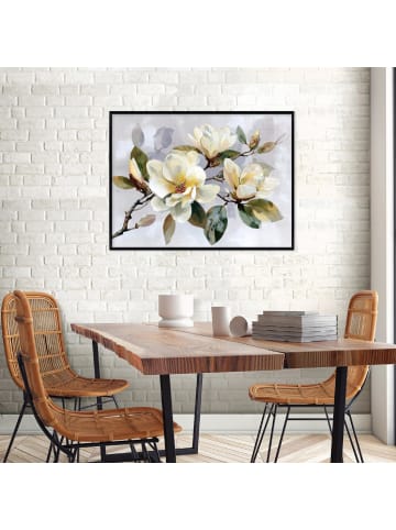 WALLARENA Bild mit Rahmen Blumen in Grau