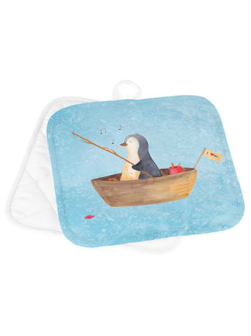 Mr. & Mrs. Panda Topflappen Pinguin Angelboot ohne Spruch in Eisblau