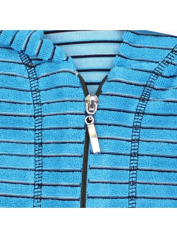 Aquarti Aquarti Damen Bademantel Reißverschluss Streifenmuster in türkis