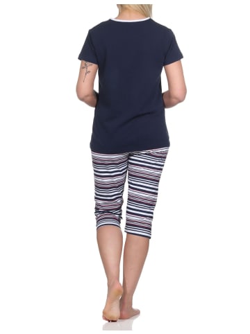 NORMANN Capri Schlafanzug kurzarm Pyjama Anker und Ringeln - 74836 in navy