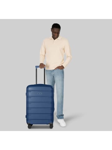 D&N South Dakota 4 Rollen Trolley M 66 cm mit Dehnfalte in navy blue