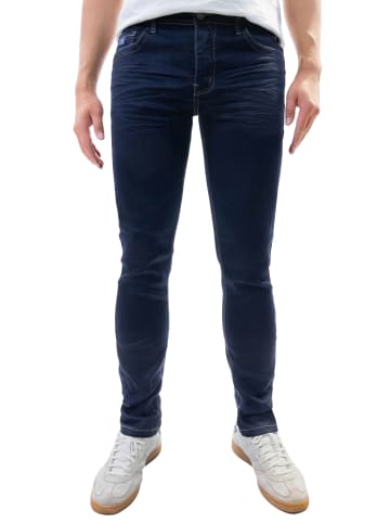 Jaylvis Feine Jeans Twill Denim Design-Falten und Kontrastnähte in Dunkelblau