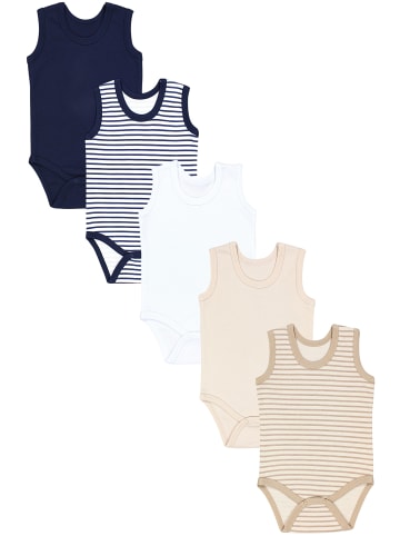 TupTam Baby Jungen Achselbody 5er Pack in beige/blau