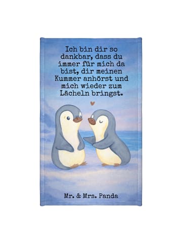 Mr. & Mrs. Panda Gästetuch Pinguine trösten Design mit Spruch in Weiß