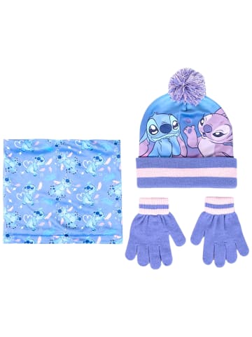Lilo & Stitch 3-tlg. Winter Mütze Set: Disney Stitch in Lila