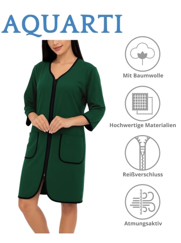 Aquarti Aquarti Damen Bademantel mit Reißverschluss 3/4 Ärmel in grün Modell 1