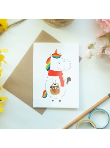 Mr. & Mrs. Panda Grußkarte Einhorn Pilz ohne Spruch in Weiß