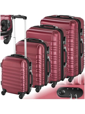 tectake Hartschalenkoffer-Set  mit Sicherheits-Zahlenschloss, weinrot