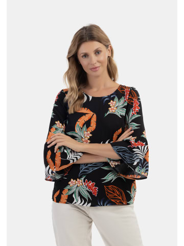 Usha Damen Blusenshirt in Schwarz Mehrfarbig