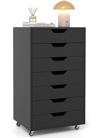 COSTWAY Rollcontainer mit 7 Schubladen in Schwarz