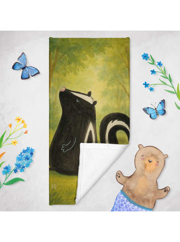 Mr. & Mrs. Panda Handtuch Stinktier Sitzen Design ohne Spruch in Weiß
