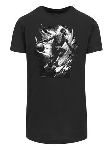 F4NT4STIC Long Cut T-Shirt Basketball Splash Sport LONG in schwarz