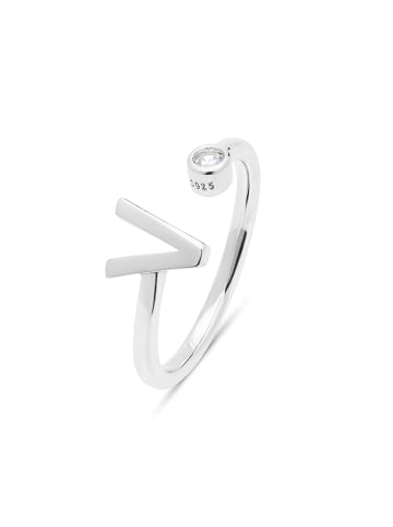 Luxenter Ring Alphabet aus 925er Sterlingsilber verstellbar ALPHABET-Alphabet silver