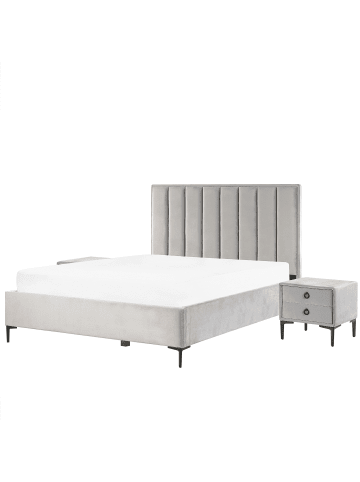 Beliani 3-tlg Schlafzimmer Set SEZANNE in Grau/Schwarz 170x215x142 cm