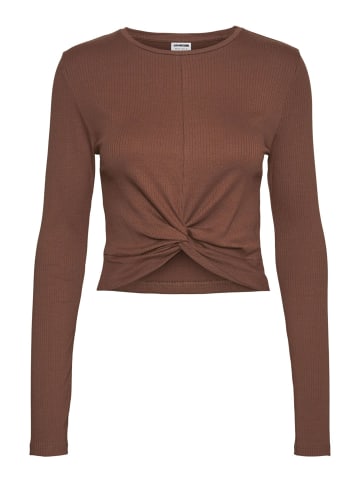 Noisy may Geripptes Cropped Shirt Oberteil mit Knoten Detail NMDRAKEY in Braun